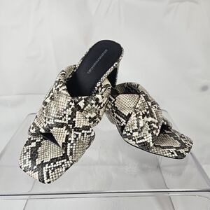 Amazon Essentials Snake Print Heeled Sandals Womens 6 Faux Snake Block Heel Slid